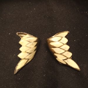 Vintage 80s Clip On Winged Teardrop Earrings